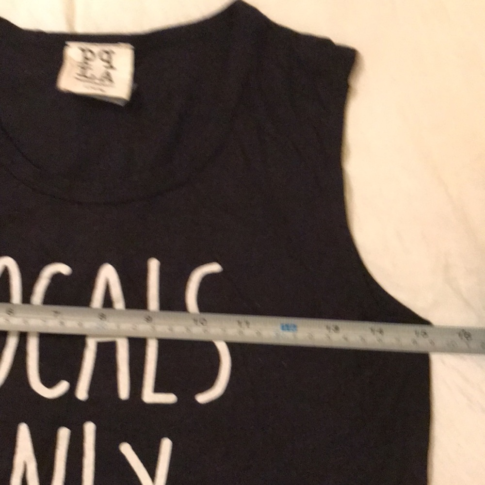 SLEEVELESS (people’s project) L A 14/16 teens shirt. SAYS  LOCALS ONLY on black - Picture 6 of 6